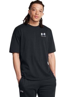 Under Armour Heavyweight Mens Oversized Short Sleeve Black White Clay Size XL